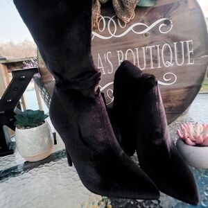 Black Suede Heeled Boots